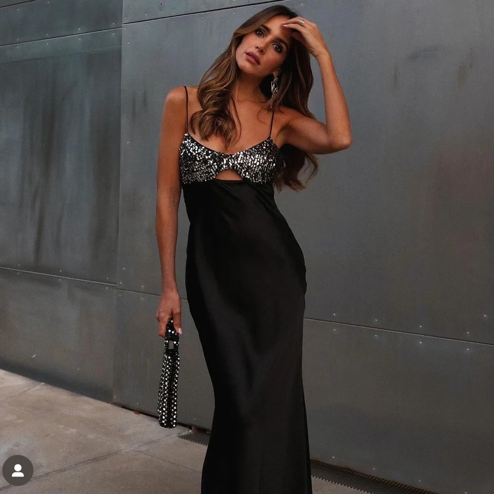 Zara contrasting sequin slip dress_3